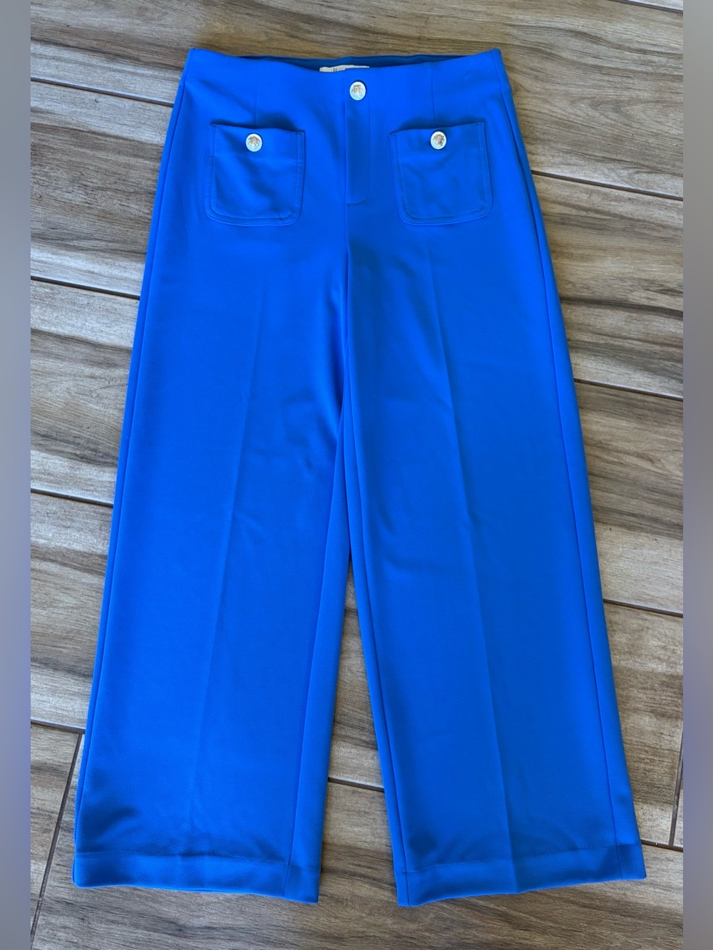 Haver & Blair Cobalt Wide-Leg Pull-On Pants with Front Patch Pockets S
